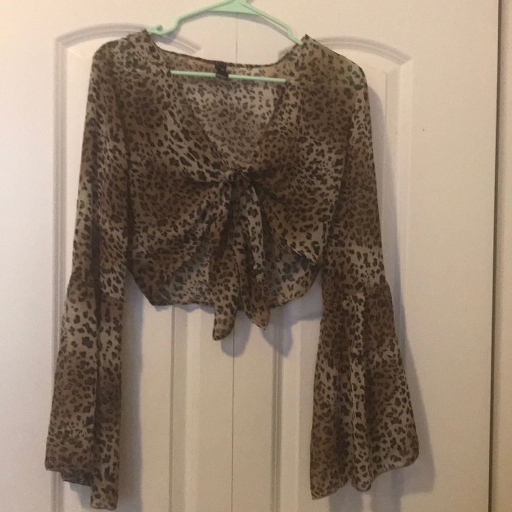Windsor sheer cropped leopard blouse